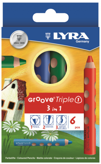 creatiek de bergeend Lyra Groove 3in1: aquarelpotlood, kleurpotlood en waskrijt (6st)